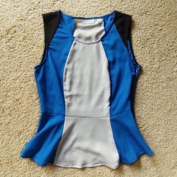 New York & Company Color Blocked Peplum Bl… - Picture 1 of 6